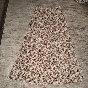 Floral Print Maxi Skirt with Front Slit